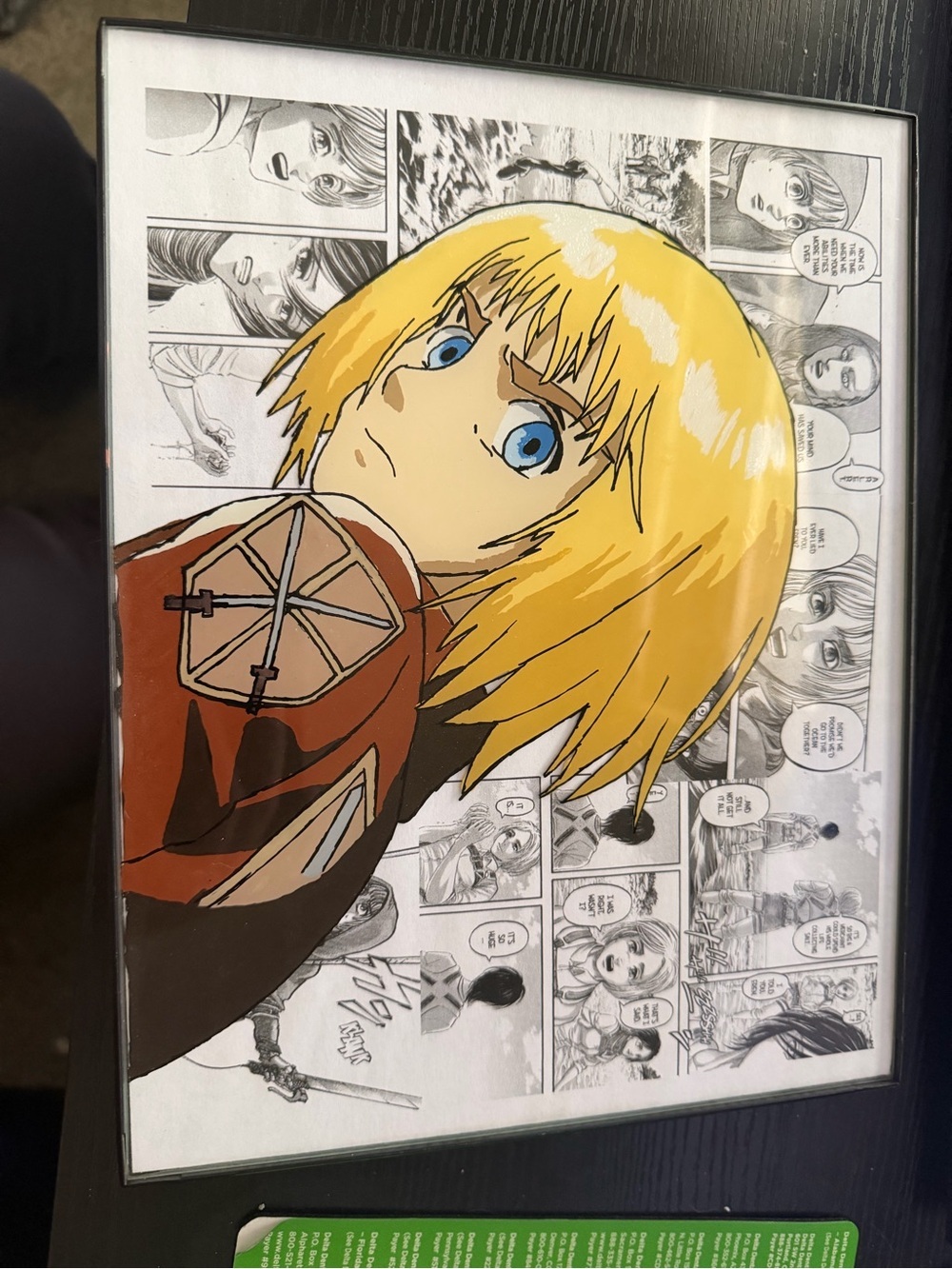 Attack on titan armin Framed Anime Portrait with Blonde Hair and Blue Eyes